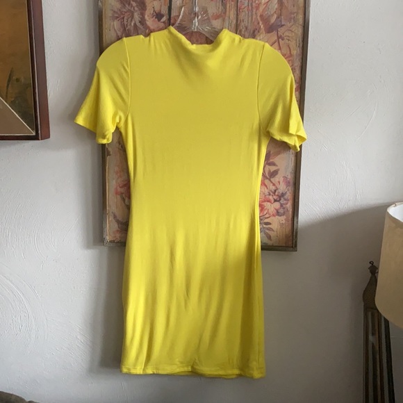 NAKED WARDROBE STRETCH YELLOW BODYCON MINI DRESS M - Picture 4 of 14